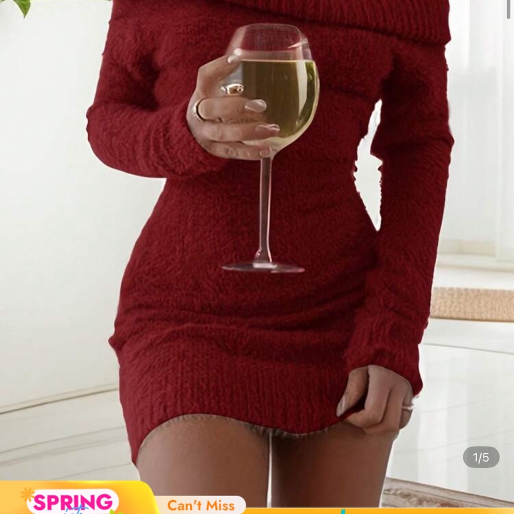 SHEIN Red Long Sleeve Dress